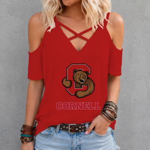 Limited Edition – Customized Ncaa Cornell Big Red Criss Cross V-Neck Top TTH210714