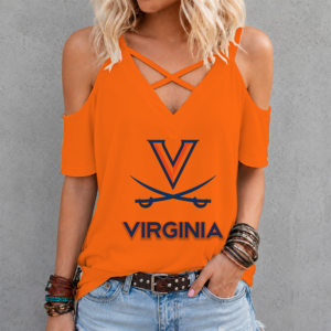 Limited Edition – Customized NCAA Virginia Cavaliers Criss Cross V-Neck Top TTH210710