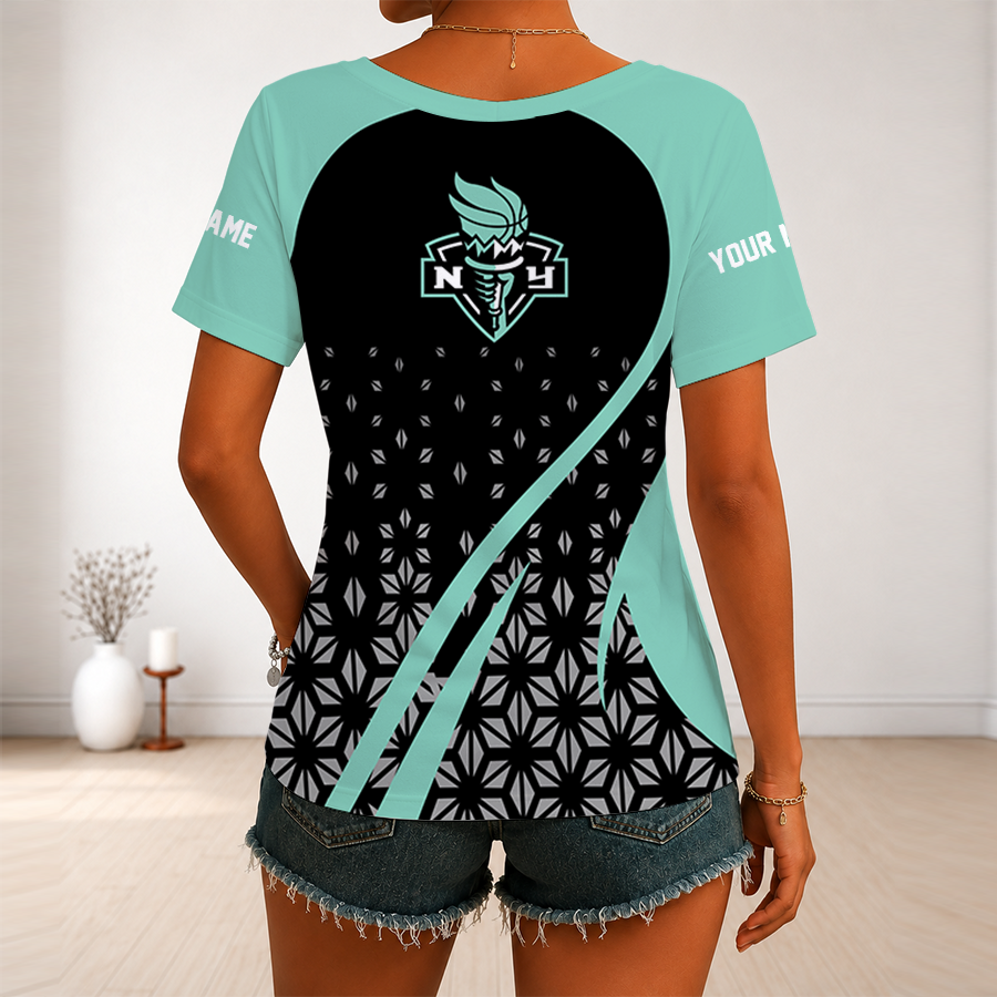 Limited Edition – Customized WNBA New York Liberty V-Neck Female Shirt TTH210712 - Image 2