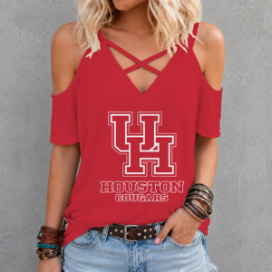 Limited Edition – Customized NCAA Houston Cougars Criss Cross V-Neck Top TTH210710