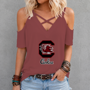 Limited Edition – Customized NCAA South Carolina Gamecocks Criss Cross V-Neck Top TTH210715