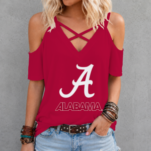 Limited Edition – Customized NCAA Alabama Crimson Tide Criss Cross V-Neck Top TTH210715