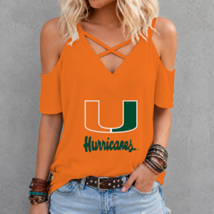 Limited Edition – Customized NCAA Miami Hurricanes Criss Cross V-Neck Top TTH210715