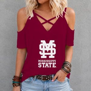 Limited Edition – Customized NCAA Mississippi State Bulldogs Criss Cross V-Neck Top TTH210715