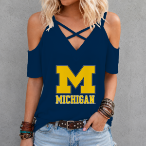 Limited Edition – Customized NCAA Michigan Wolverines Criss Cross V-Neck Top TTH210715