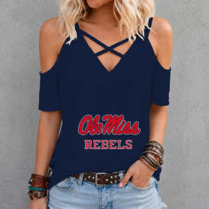 Limited Edition – Customized NCAA Ole Miss Rebels Criss Cross V-Neck Top TTH210715