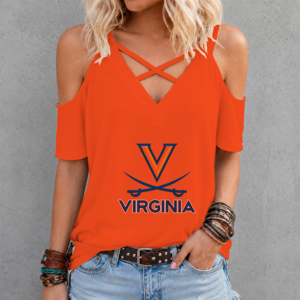 Limited Edition – Customized NCAA Virginia Cavaliers Criss Cross V-Neck Top TTH210715