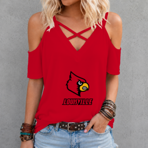 Limited Edition – Customized NCAA Louisville Cardinals Criss Cross V-Neck Top TTH210715