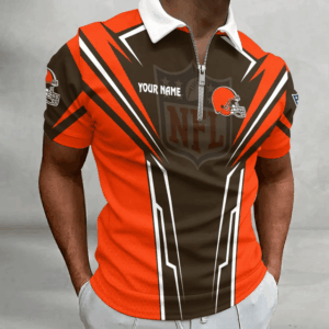Limited Edition – Customized NFL Cleveland Browns Zip Polo Shirt 210724