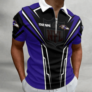 Limited Edition – Customized NFL Baltimore Ravens Zip Polo Shirt 210724