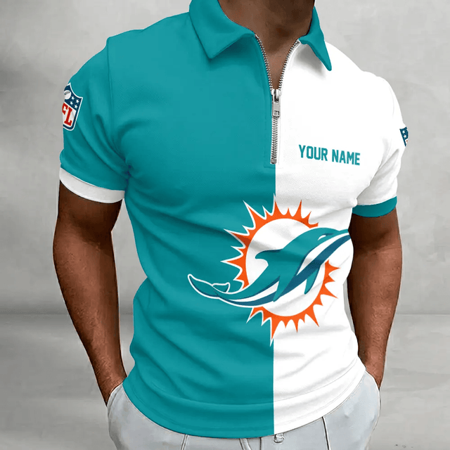 Limited Edition – Customized NFL Miami Dolphins Zip Polo Shirt TTH210719