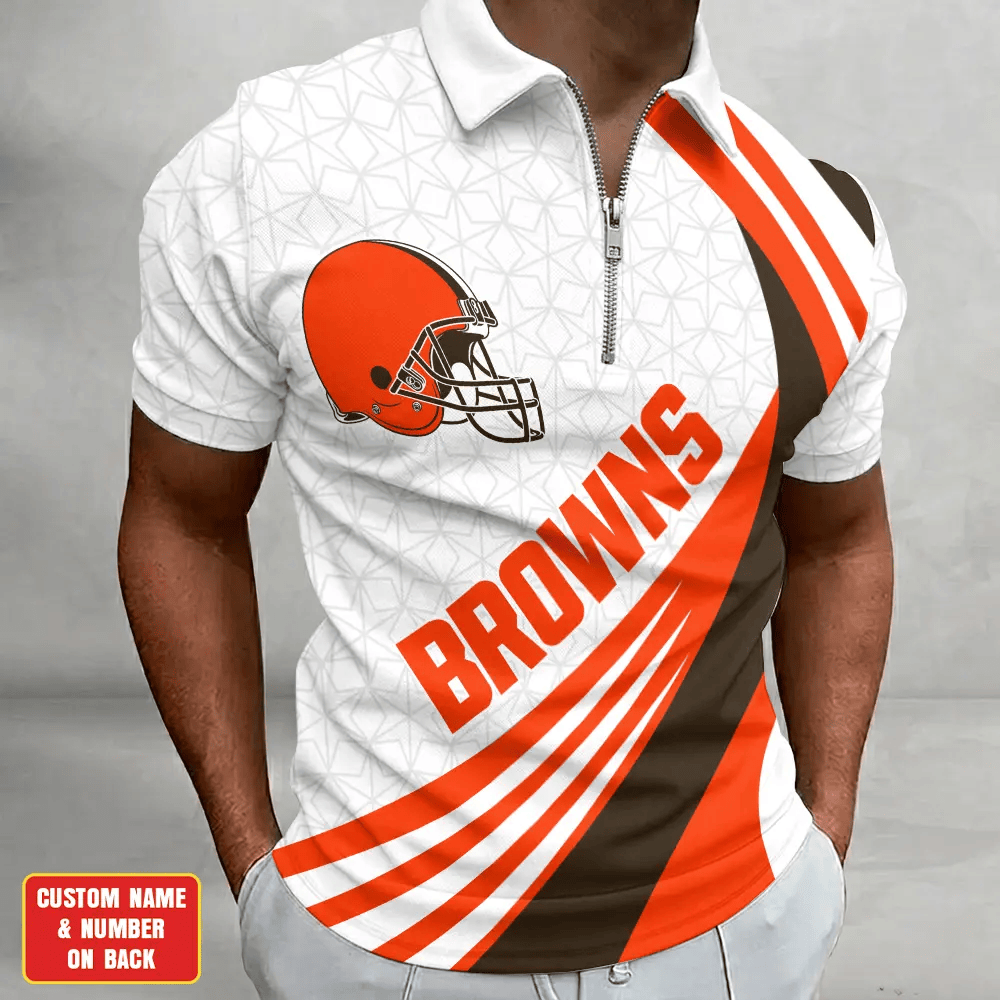 Limited Edition – Customized NFL Cleveland Browns Zip Polo Shirt TTH210728