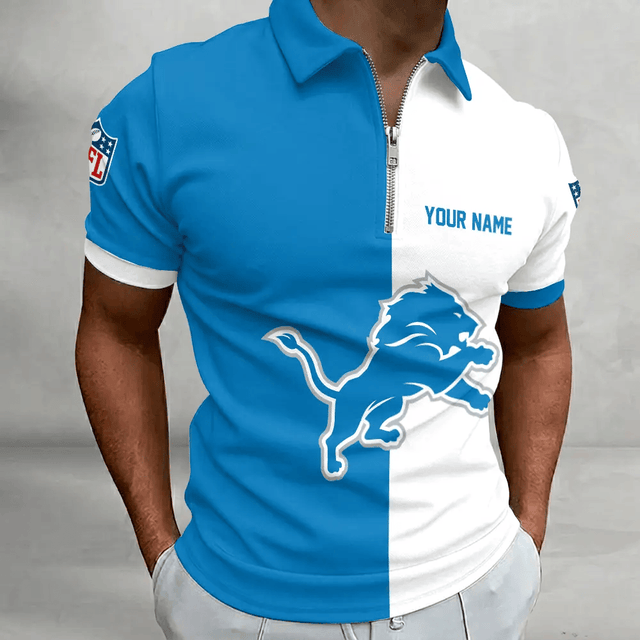 Limited Edition – Customized NFL Detroit Lions Zip Polo Shirt TTH210719