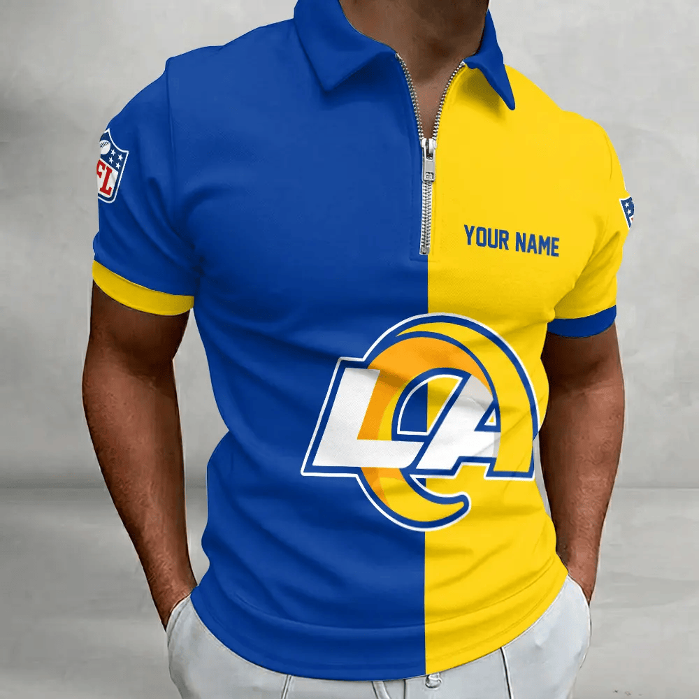 Limited Edition – Customized NFL Los Angeles Rams Zip Polo Shirt TTH210719