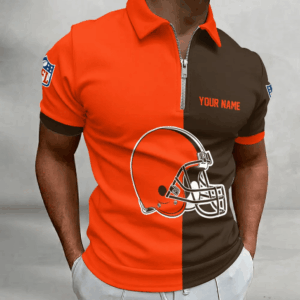 Limited Edition – Customized NFL Cleveland Browns Zip Polo Shirt TTH210719