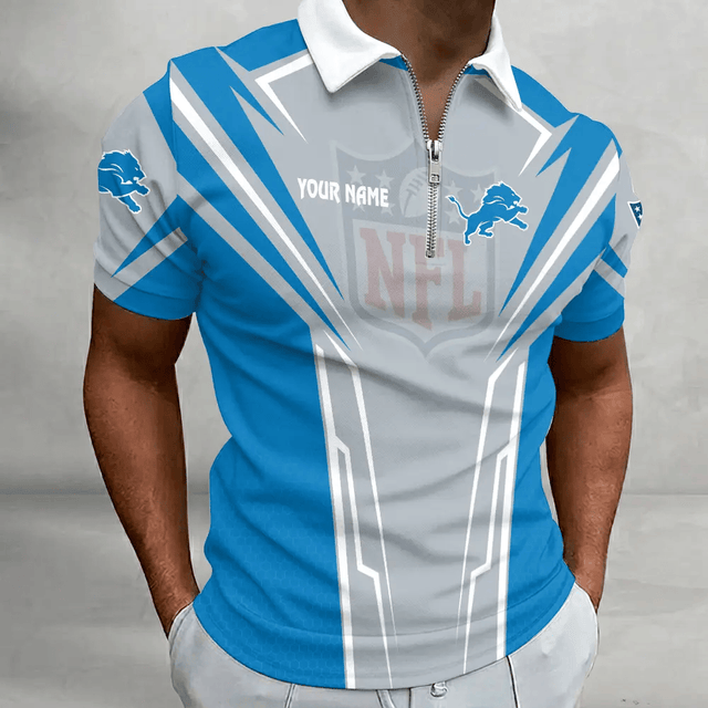 Limited Edition – Customized NFL Detroit Lions Zip Polo Shirt 210724