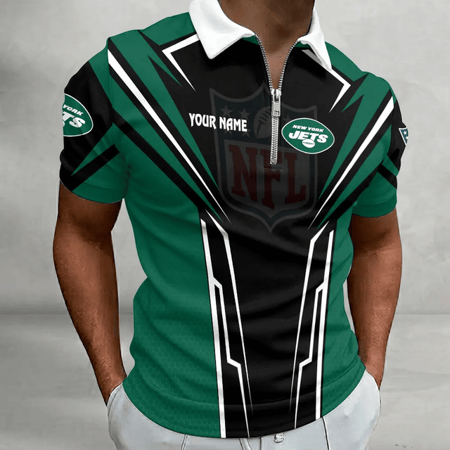 Limited Edition – Customized NFL New York Jets Zip Polo Shirt 210724