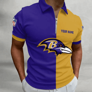 Limited Edition – Customized NFL Baltimore Ravens Zip Polo Shirt TTH210719