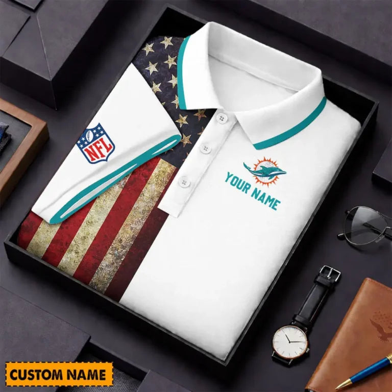 Limited Edition – Customized NFL Miami Dolphins Us Flag Polo Shirt TTH210744