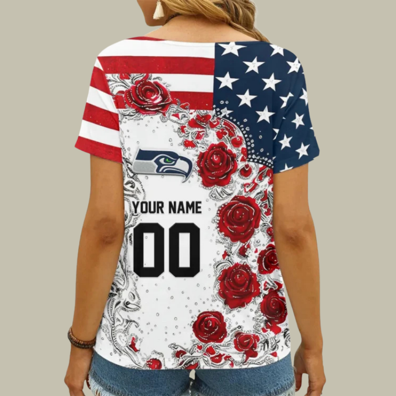 Limited Edition – Customized NFL Seatlle Seahawks V-Neck Female Shirt TTH210740 - Image 2