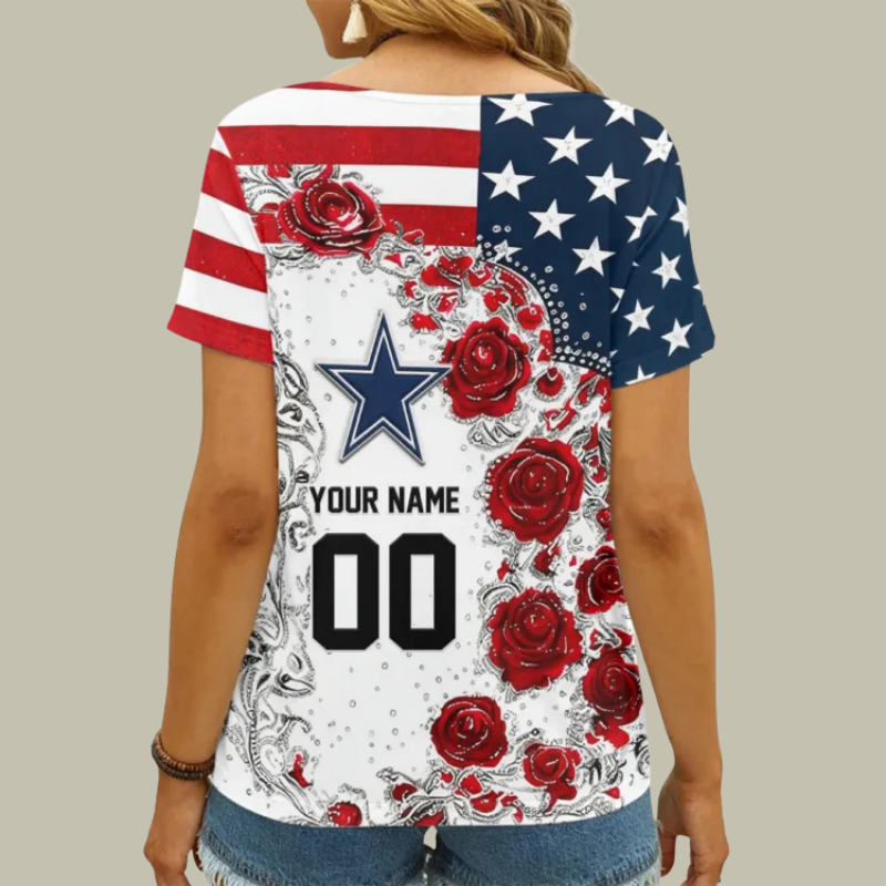 Limited Edition – Customized NFL Dallas Cowboys V-Neck Female Shirt TTH210740 - Image 2