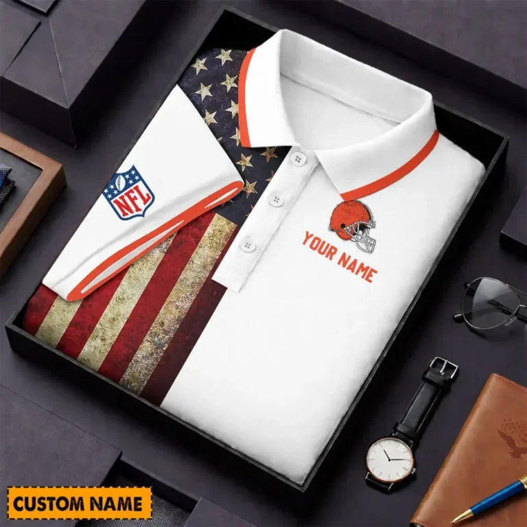 Limited Edition – Customized NFL Cleveland Browns Us Flag Polo Shirt TTH210744