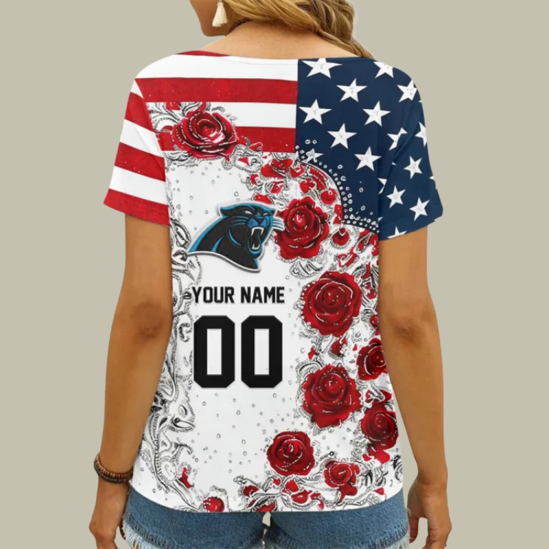 Limited Edition – Customized NFL Carolina Panthers V-Neck Female Shirt TTH210740 - Image 2