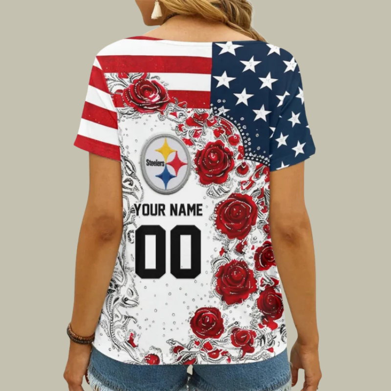 Limited Edition – Customized NFL Pittsburgh Steelers V-Neck Female Shirt TTH210740 - Image 2