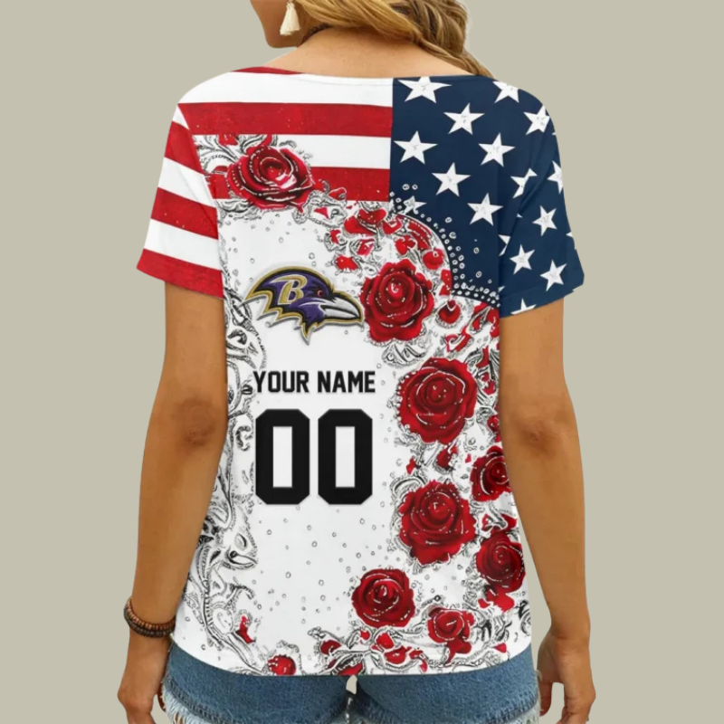 Limited Edition – Customized NFL Baltimore Ravens V-Neck Female Shirt TTH210740 - Image 2
