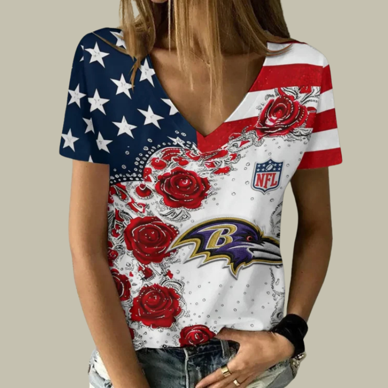 Limited Edition – Customized NFL Baltimore Ravens V-Neck Female Shirt TTH210740