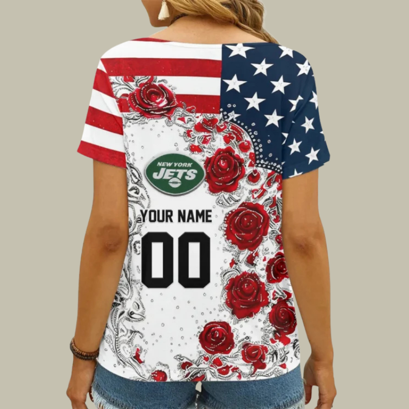 Limited Edition – Customized NFL New York Jets V-Neck Female Shirt TTH210740 - Image 2