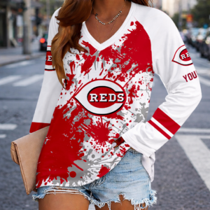 Limited Edition – Customized MLB Cincinnati Reds Women’s V-Neck Long Sleeved Shirt TTH210767