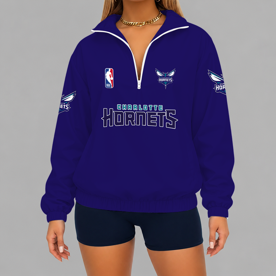 Limited Edition – Customized NBA Charlotte Hornets V-Neck Zipper Sweatshirt Jacket TTH210768