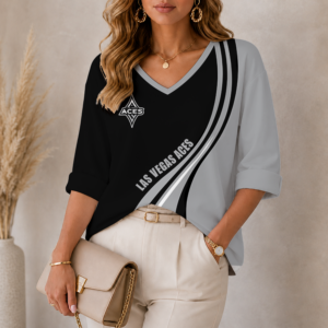 Limited Edition – Customized WNBA Las Vegas Aces Women’s Heart V-Neck Long Sleeve Shirt TTH210769