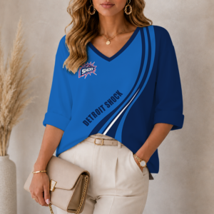 Limited Edition – Customized WNBA Detroit Shock Women’s Heart V-Neck Long Sleeve Shirt TTH210769