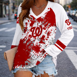 Limited Edition – Customized MLB Washington Nationals Women’s V-Neck Long Sleeved Shirt TTH210767