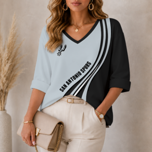 Limited Edition – Customized NBA San Antonio Spurs Women’s Heart V-Neck Long Sleeve Shirt TTH210773
