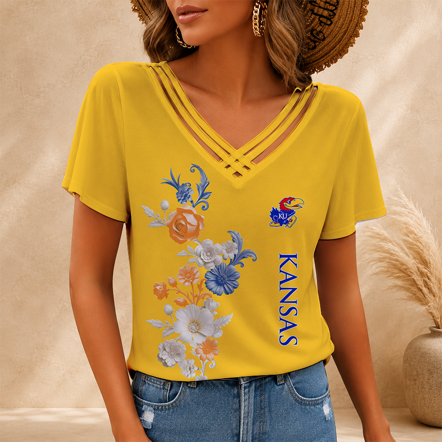 Limited Edition – Customized NCAA Kansas Jayhawks V-Neck Shirt TTH210783