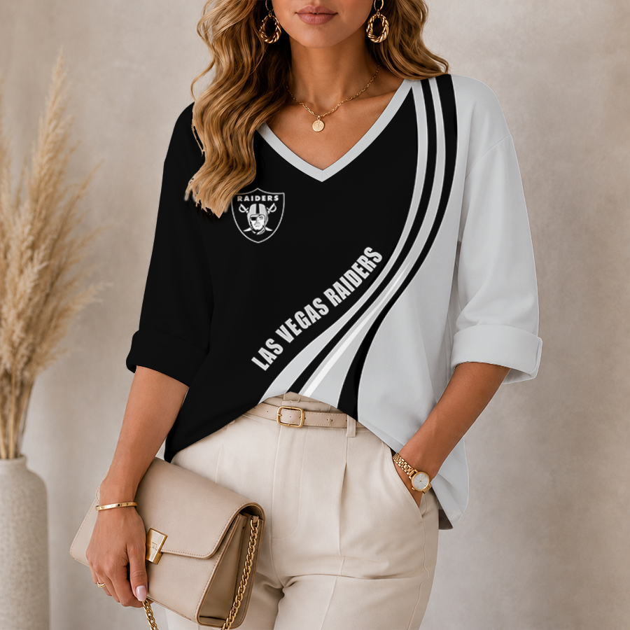 Limited Edition – Customized NFL Las Vegas Raiders Women’s Heart V-Neck Long Sleeve Shirt TTH210790