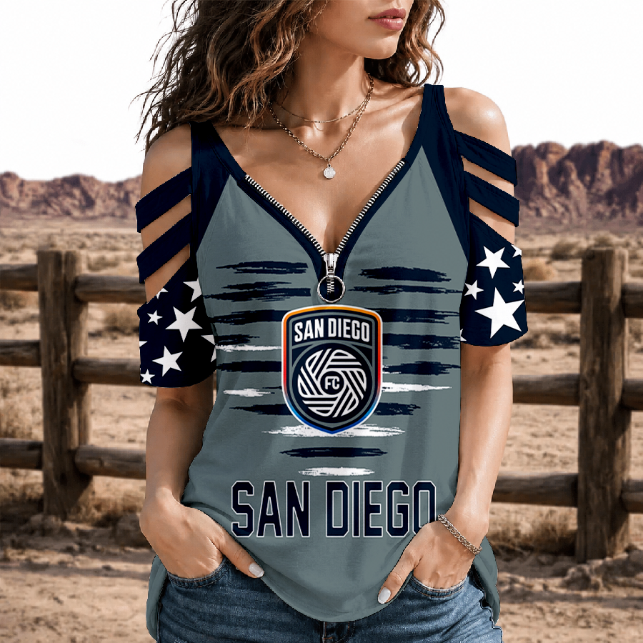 Limited Edition – Customized MLS San Diego Fc Strappy Cold-Shoulder Top TTH210747