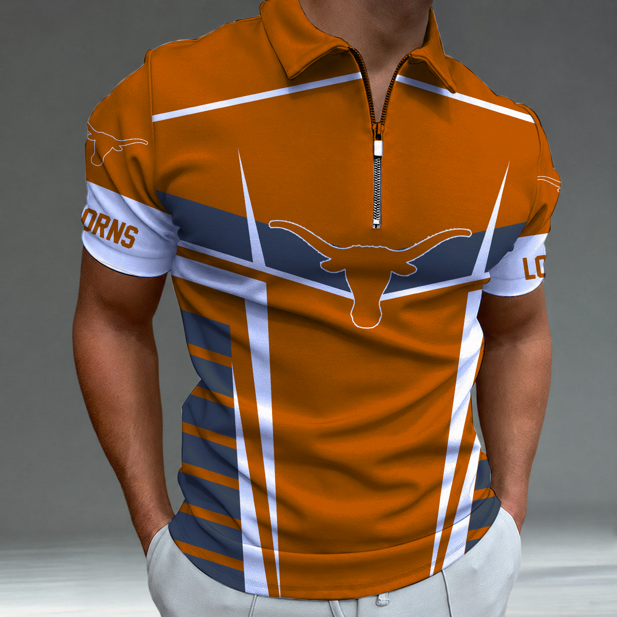 Limited Edition – Customized NCAA Texas Longhorns Zipper Polo Shirt TTH210784