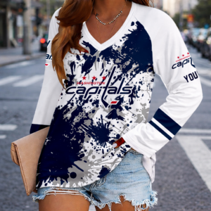 Limited Edition – Customized NHL Washington Capitals Women’s V-Neck Long Sleeved Shirt TTH210781