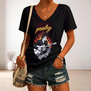 Limited Edition – Customized Elvis Presley V-Neck Female Shirt