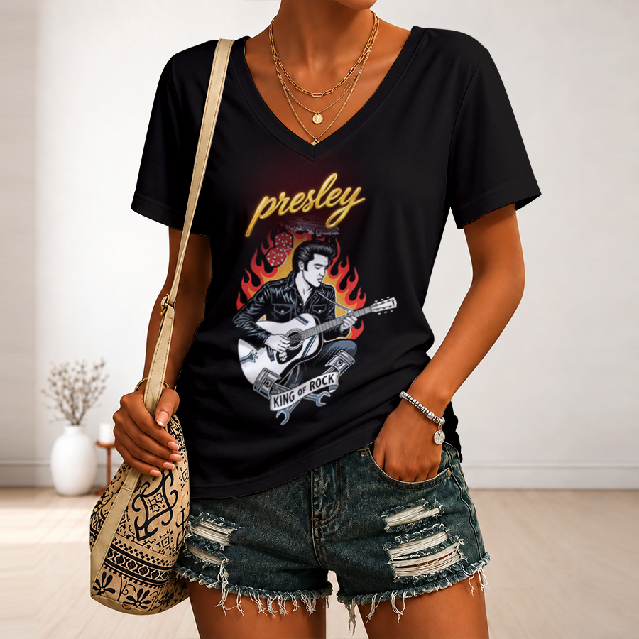 Limited Edition – Customized Elvis Presley V-Neck Female Shirt