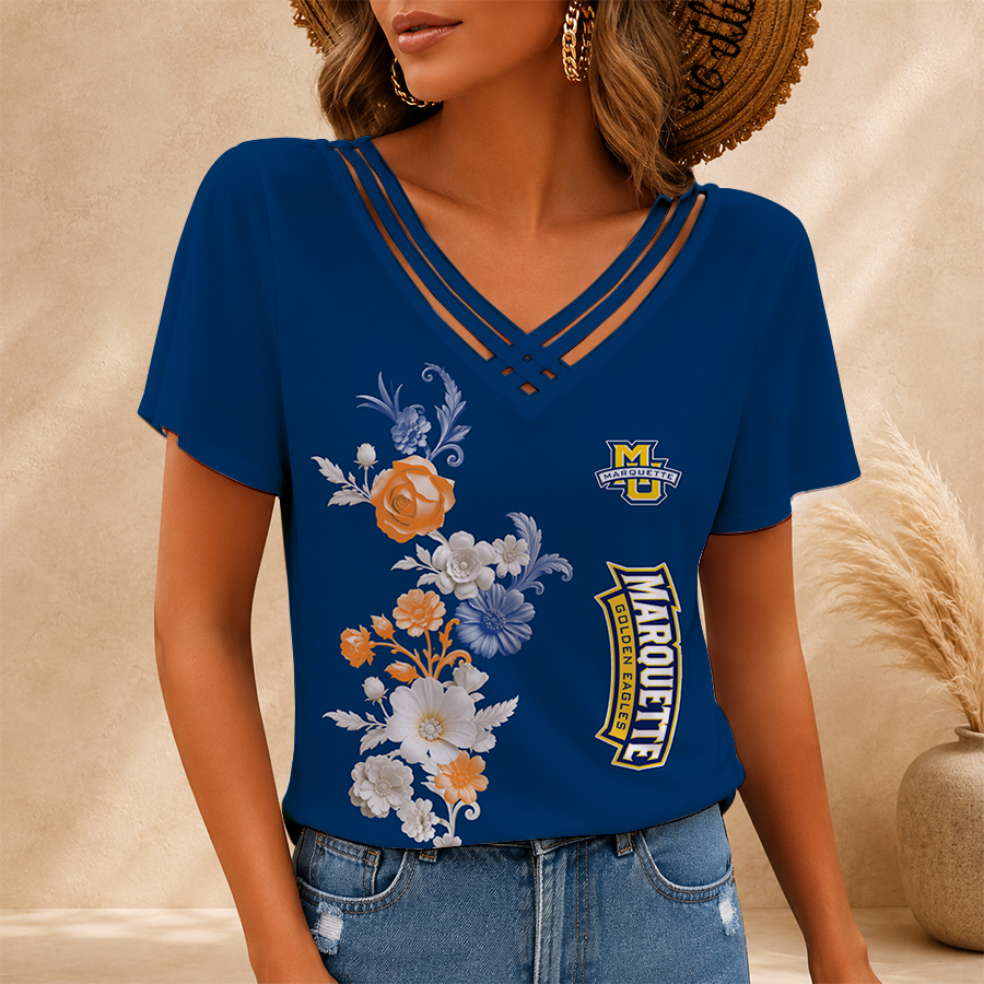 Limited Edition – Customized NCAA Marquette Golden Eagles V-Neck Shirt TTH210783