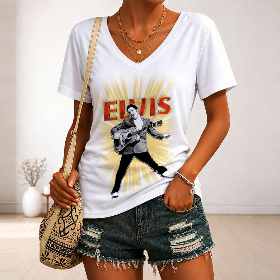 Limited Edition – Customized Elvis Presley V-Neck Female Shirt