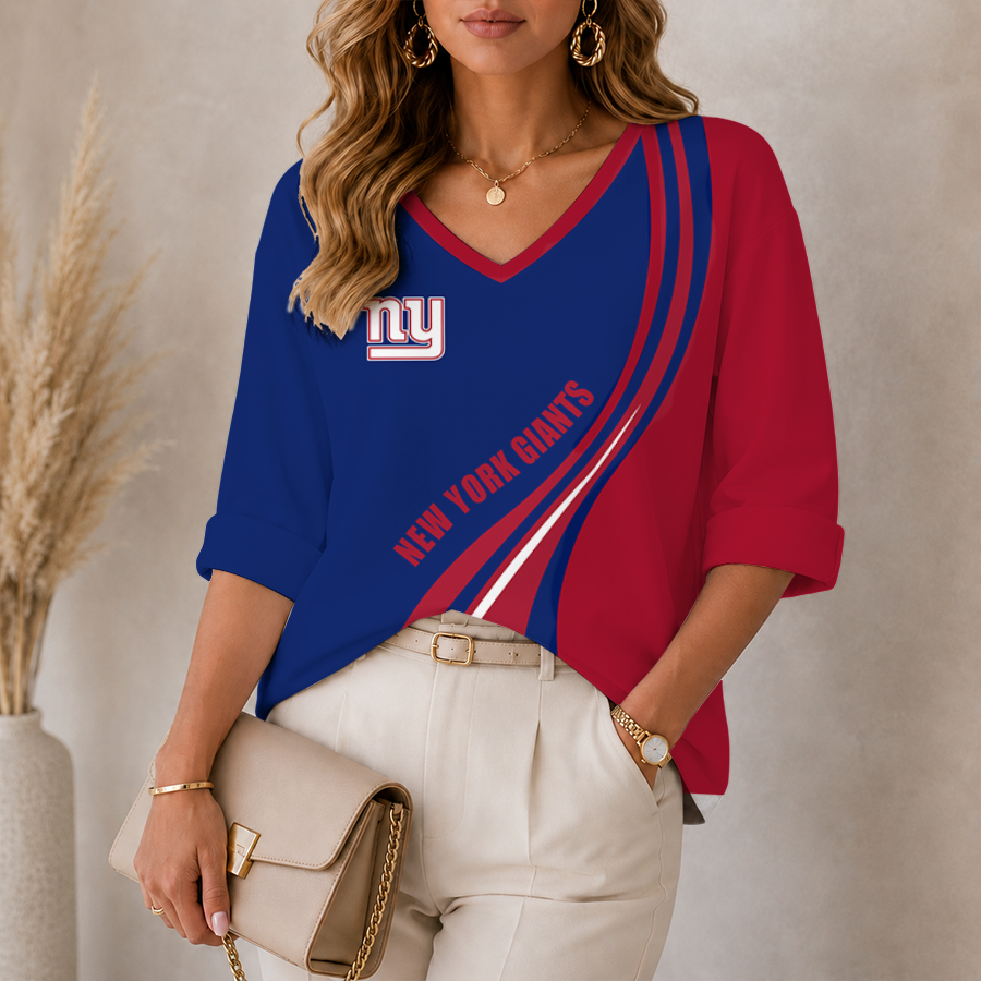 Limited Edition – Customized NFL New York Giants Women’s Heart V-Neck Long Sleeve Shirt TTH210790