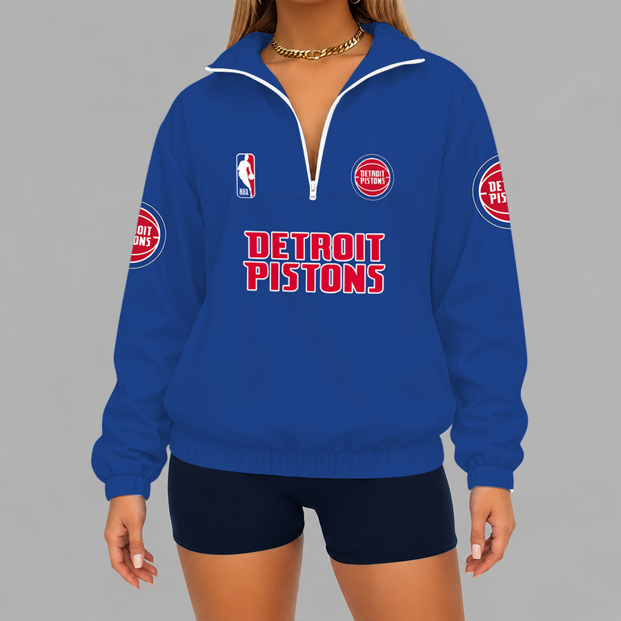 Limited Edition – Customized NBA Detroit Pistons V-Neck Zipper Sweatshirt Jacket TTH210768