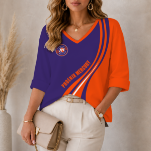 Limited Edition – Customized WNBA Phoenix Mercury Women’s Heart V-Neck Long Sleeve Shirt TTH210769