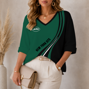 Limited Edition – Customized NFL New York Jets Women’s Heart V-Neck Long Sleeve Shirt TTH210790